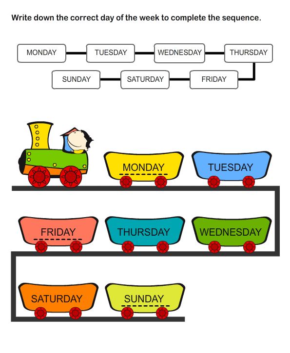 Days of the Week Worksheets for Preschool and Kindergarten