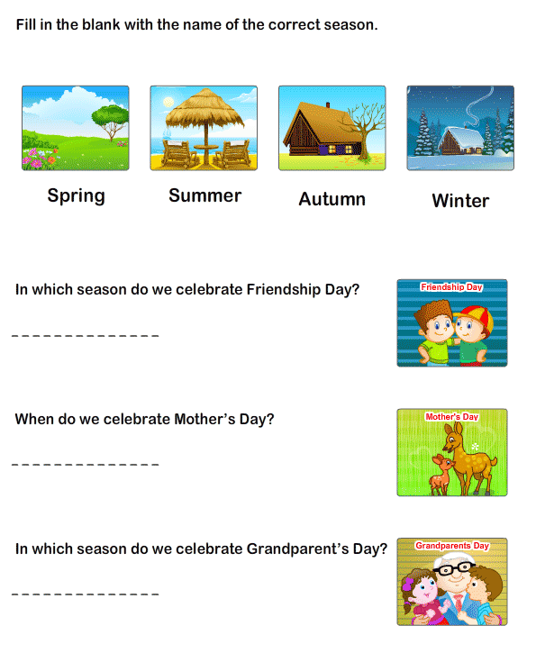 Seasons Worksheets Kids | Printable Educational Worksheets