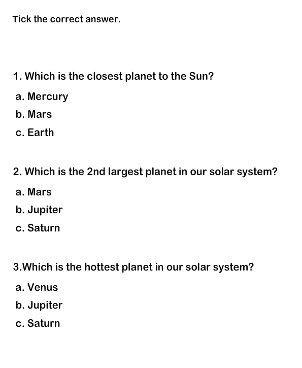 second grade solar system printables